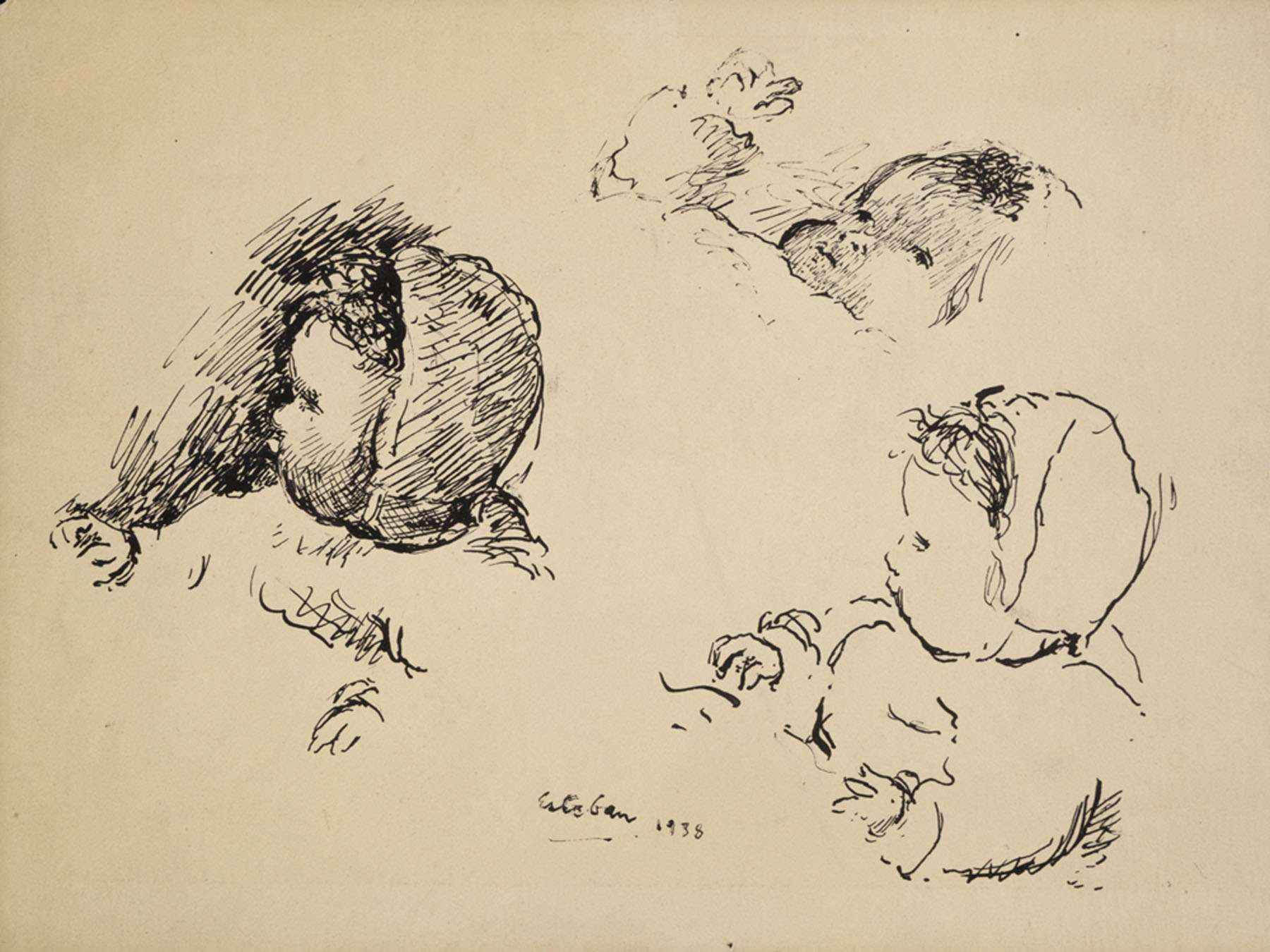 Three portrait studies of the Artist's daughter, Mercedes